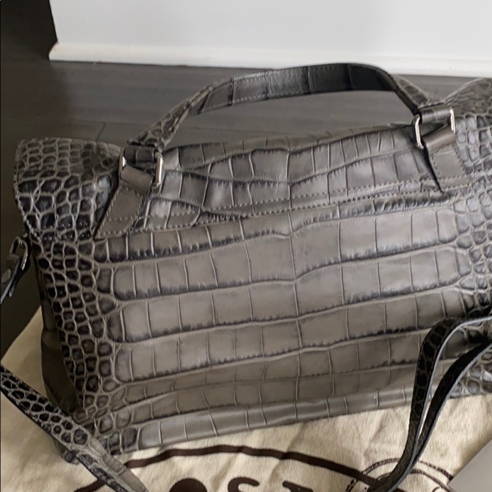 Zanellato Postina Gray Crocodile Embossed Bag - Picture 4 of 13